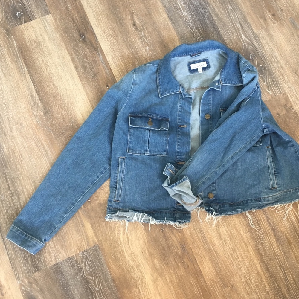 LOFT Oversized Crop Denim Jacket
